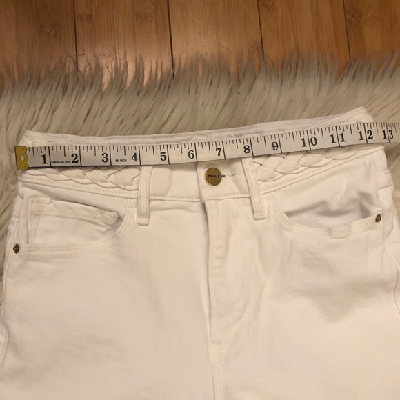 FRAME Baggy Palazzo Wide Leg High Rise Braided Waistline White Denim Jeans 27 - Picture 10 of 12